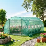 20' x 10' x 7' Walk-in Tunnel Greenhouse, Portable Hot House with Galvanized Steel Hoops & 12 Roll-up Windows