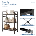 3 Tier Bookshelf, Free Standing Shelf, Bookcase Shelf Storage Organizer, Industrial Book Shelves for Home Office, Living Room, Kitchen, Black (Shipment from Walmart) - Image 4