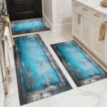 Three-piece kitchen rug set, non-slip and washable, abstract pattern kitchen hallway rug, soft and comfortable, suitable for sinks, floors, entrances, hallways and bathrooms. - Image 15
