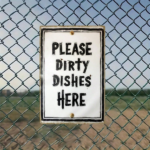 CIFbuy Funny Dirty Dishes Sign Rustic Metal Tin Sign, Black & White Dishwasher-Free Zone Label Humorous, Kitchen Decor Durable 2D Flat Wa RustikTok, RustikTok, el Humorous Self-k ckup Logiop Wa Zone