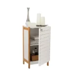 2 Shelf Bamboo Floor Cabinet in White - Image 4
