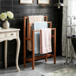 3‑Tier Freestanding Hardwood Towel Ladder, Farmhouse Vertical Towel Storage Rack, Space‑Saving Step Towel Bar for Bathroom Living Room Laundry Room - Image 5