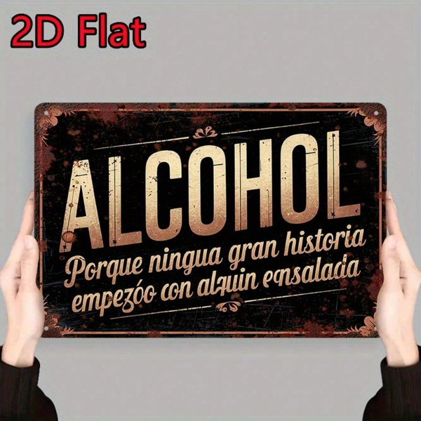 8b27b74a-5c78-46a8-b873-f216b4ec1854.png CIFbuy Vintage Spanish Alcohol Metal Wall Sign, Funny Retro Iron Bar Art, Alcohol Begins With Salad, Home Cafe Office Decor, Wine Beer TikTok, TikTok, ol Begins With Salad, Home Cafe Office Decor Self-pickup Logiopics - Image 1