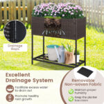 28" Elevated Raised Planter Box with Storage Shelf, Ergonomic Garden Bed for Patio Balcony Herb Vegetable - Brown - Image 9