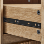 Handleless Grille-Finished 4-Drawer Bedside Table P2 Particleboard + MDF & Melamine Veneer + Thermoformed Drawer Dresser 23.62*14.96*30.71in Oak - Image 8