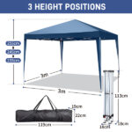 3 x 3m Two Doors & Two Windows Practical Waterproof Right-Angle Folding Tent Blue - Image 3