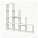 White Stepped 10-Cube Open Bookshelf 4-Tier Engineered Wood Storage Display Rack with Anti-Tipping Kits, Freestanding Book Organizer for Living Room Bedroom Hallway Office - Image 4
