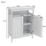 Bathroom standing storage with double shutter doors cabinet-White - Image 6