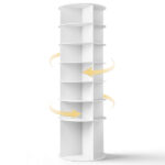 7-tier, 360° rotating wood-plastic composite shoe rack, 60*60*184cm, white - Image 2