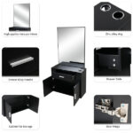 same code 75512472 15% E0 chipboard linen top 1 drawer 1 door with mirror Salon cabinet black - Image 2