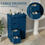 Navy blue, MDF with paint finish and melamine veneer, vertical stripes, 56*30*82.5cm, 4 drawers, 1 door, bathroom vanity - Image 12