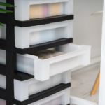 5-Drawer Narrow Plastic Storage Drawer Cart with Organizer Top, Black - Image 5