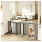 Adjustable Expandable Wooden Pet Gate 22 Inch Tall Freestanding Safety Fence, Gray Pine Wood Slide Dog Gate Easy Assembly for Home & Office Entryways - Image 10