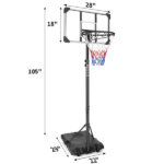 16" Portable Basketball Hoop Outdoor | 5.6ft ~7ft Stepless Adjustable Height Basketball Goal System for Driveway, Backyard, for All Ages,Basketball Goal System Indoor Outdoor for Kids Teens Adults - Image 9
