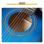Blue 41-inch Dreadnought barrel-shaped cutaway acoustic guitar with pick, strings, capo, gig bag, tuner, wrench tool, and shoulder strap - Image 11