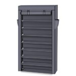 10 Tiers Shoe Rack with Dustproof Cover Closet Shoe Storage Cabinet Organizer Gray - Image 2