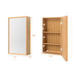 14"×5.5"×24" Bamboo Bathroom Medicine Cabinet with Mirror, Wall Mounted Storage Organizer - Image 5