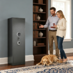 52" Tall Black Rifle Safe, Biometric & Keypad Lock, Adjustable Gun Racks with Built-in Alarm System, Pre-Assembled - Image 6