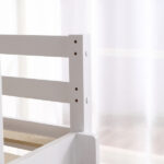 Elevated Cross Bracing Straight Ladder Twin Pine Wooden Bed White - Image 10