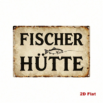 CIFbuy Vintage German HÜTTE 2D Flat Metal Sign, Fishing Theme Wall Art With Fun Quotes, Farmhouse Decor For Home Bar Gar 2D FlaikTok, 2D FlaikTok, Self-Thckup Logiopar - Image 2