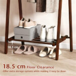 Solid Rubber Wood Folding Coat Rack, A-Frame Standing Clothes Rack with Bottom Storage Shelf - Image 12