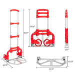 Portable Foldable Telescopic Trolley Trolley Luggage Trolley Red - Image 3