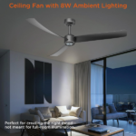 52 Inch Ceiling Fans with Lights Led Remote Control Low Profile Flush Mount for Living Room Bedroom Outdoor Patio,DC Motor,Reversible,Dimmable,Buzzer ON/Off, 3D-I3[Unable ship on weekends, TK/TEMU only for pickup, only TX10643 warehouse supports GOFO] - Image 9