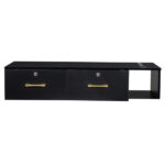 15cm E0 particleboard with hemp surface, two draws and three holes with lock, salon cabinet, black - Image 7