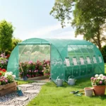 20' x 10' x 7' Walk-in Tunnel Greenhouse, Portable Hot House with Galvanized Steel Hoops & 12 Roll-up Windows - Image 4