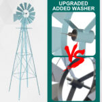 8FT Weather Resistant Yard Garden Windmill Blue - Image 21