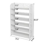 Wood-plastic Board Six Tiers Carved Shoe Rack White B - Image 9