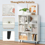 7 Cube Bookcase 3-Tier Modern Storage Organizer with 4 Metal Legs Bookshelves - Image 5