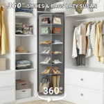 7-tier, 360° rotating wood-plastic composite shoe rack, 60*60*184cm, gray - Image 11