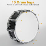 14 x 5.5in Snare Drum Set with Drumstick Holder, Snare Drum Bag, Strap, Mute Pad & Drum Stick for Beginner Student Black - Image 5