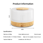 500ml Aromatherapy Essential Oil Diffuser Set with 6 Therapeutic Oils, 7 Color Changing LED Lights, Ultrasonic Cool Mist, Auto Shut-Off, Quiet Operation Perfect for Home, Bedroom, Yoga - Image 3