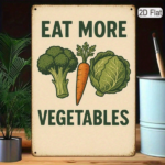 CIFbuy Retro Eat More Veggies Metal Tin Sign, 8x12 Inch 1PC 2D Flat Green Carrots Lettuce Vegetables Pattern Inspirational Farm Wall Ar TikTok, TikTok, l Ar Self-pickup Logiopics
