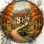 CIFbuy Vintage Autumn Town 2D Flat Round Sign 8x, "" Flat Round, Sign 8x8 Inch Rustic Villa Plaque Decorative Wall TikTok, TikTok, temu emu Self-pickup LogiWaics - Image 3