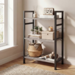 3 Tier Bookshelf, Free Standing Shelf, Bookcase Shelf Storage Organizer, Industrial Book Shelves for Home Office, Living Room, Kitchen, Gray (Shipment from Walmart) - Image 5