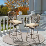 Outdoor Swivel Bar Stools Set of 2, Cast Aluminum Patio Bar Height Chairs, All-Weather Bar Dining Chairs Outdoor Swivel Chairs Furniture (Elizabethan Back) - Image 14