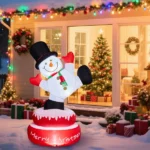 4.8FT Lighted Christmas Inflatable Decoration, Large Rotating Snowman with Motor, Funny Blow Up Yard Decorations with Built-in LED Lights for Holiday Party Front Yard Lawn Garden Decor - Image 8
