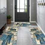 Three-piece kitchen rug set, non-slip and washable, abstract pattern kitchen hallway rug, soft and comfortable, suitable for sinks, floors, entrances, hallways and bathrooms. - Image 11