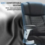 500lbs Big and Tall Office Chair with Adjustable Lumbar Support, Executive Office Chair Heavy Duty with Flip-up Armrest and Wider Seat, Ergonomic Leather Chair Breathable with Quiet Rubber Wheels.Black. - Image 7