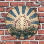 CIFbuy 1pc 8x8in Vintage Butterfly & Flower Round Sign, "" & Flower Round Sign, Round Sign, Aesthetic Pastoral Style 2D Flat Plaque TikTok, Temu Self-pickup Logiaqics - Image 6