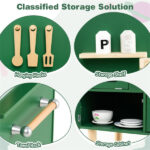 Green Wooden Kids Play Kitchen with Interactive Stove & Sink, ASTM/CPSIA Compliant Pretend Cooking Set for Ages 3+ - Image 7