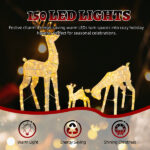3-Piece Lighted Christmas Reindeer Family Set Outdoor Decorations, Weather Proof Deer Family Set of 3 Christmas Ornament Home Decor Pre-lit 280 LED Warm White Lights, White - Image 2