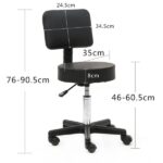 Round Shape Plastic Adjustable Salon Stool with Back Black - Image 9