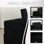 Compression Human Dog Sofa Bed for Adult & Pets,Modern Floor Couch With Pillow for Living Room Bedroom,Corduroy Fabric,No Assembly Required, Black - Image 9