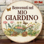 CIFbuy Vintage Welcome To My Garden Sign Italian Language, 8x8 Inch Round French Aluminum Plaque, 2D Flat Decorative Garden Wall Art TikTok, TikTok, Self-pickup Logiopics - Image 2