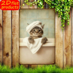 CIFbuy Cute Little Cat Bathing Metal Plaque Sign 2D" Flat Unframed, UV Resistant Outdoor Indoor Decor 7.87*11.81 I Sign 2D ikTok, Sign 2D ikTok, t Self-pickup Logiopics - Image 2