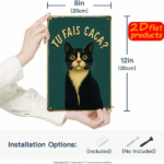 CIFbuy Vintage Black Cat Metal Wall Sign, TU FAIS" CACA? French Text Funny Decor, Weatherproof Rustproof UV Resistant, Weatherproof Rustproof UV Resistant, 7.87x11.81 Inch 2 TU FAIS CAikTok, TU FAIS CAikTok, t Self-pickup Logiopics - Image 3